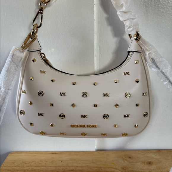 Michael Kors White and Gold Shoulder Bag with Studded Design - Picture 7 of 8
